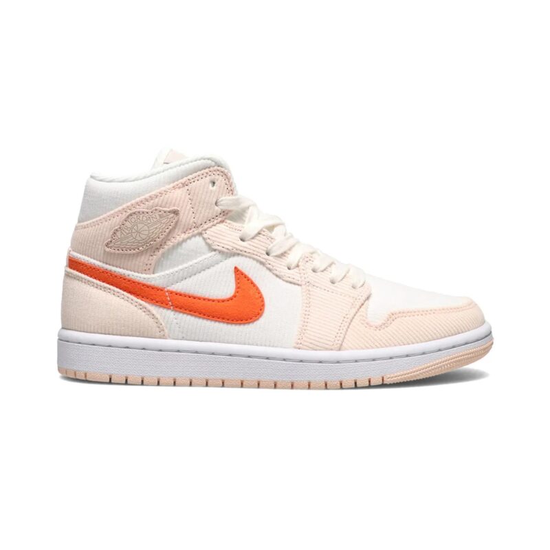 Womens Jordan 1 Mid Se Corduroy Sail/Orange-Orange Quartz (Da8009 108)