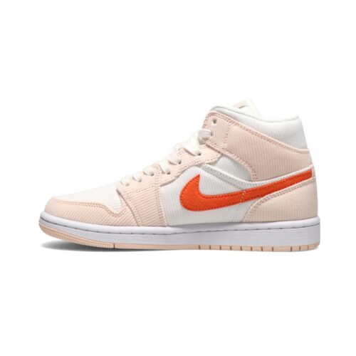 Womens Jordan 1 Mid Se Corduroy Sail/Orange-Orange Quartz (Da8009 108)