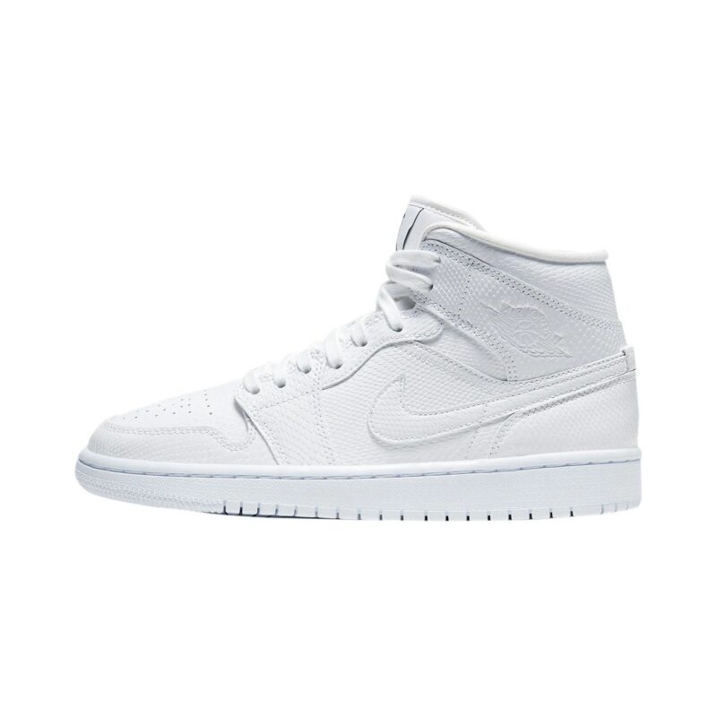 Womens Jordan 1 Mid Snakeskin White/White (Bq6472 110)