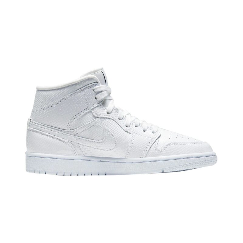 Womens Jordan 1 Mid Snakeskin White/White (Bq6472 110)