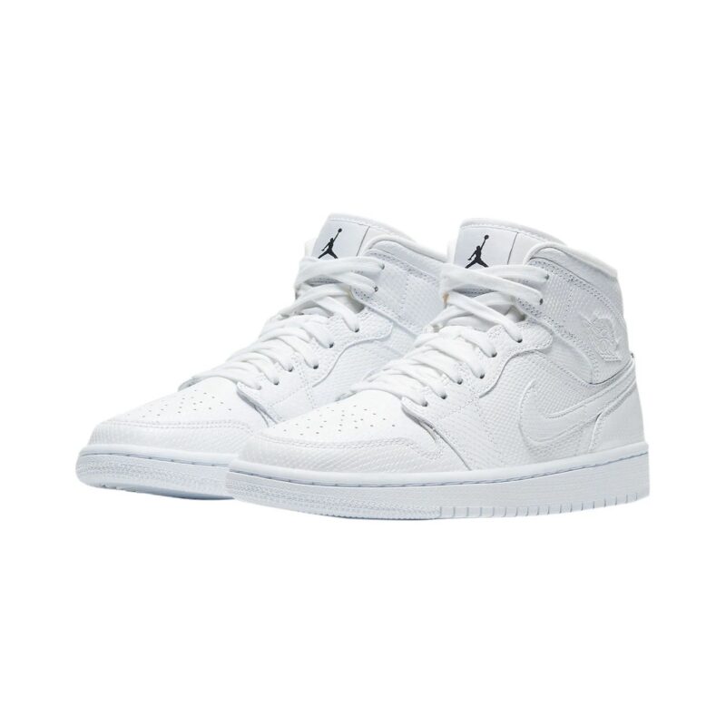 Womens Jordan 1 Mid Snakeskin White/White (Bq6472 110)