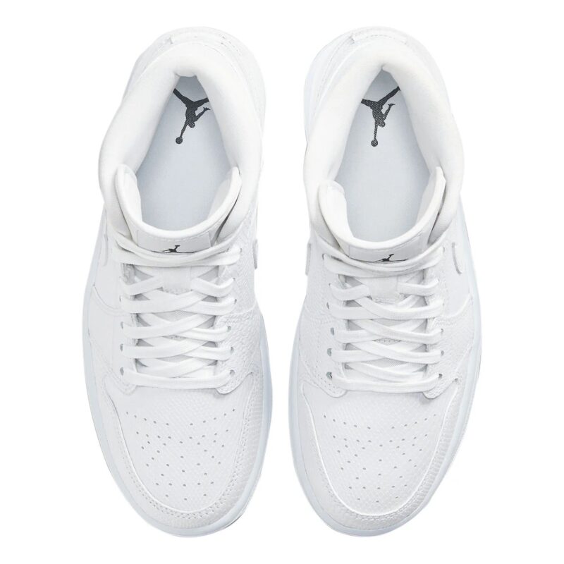 Womens Jordan 1 Mid Snakeskin White/White (Bq6472 110)