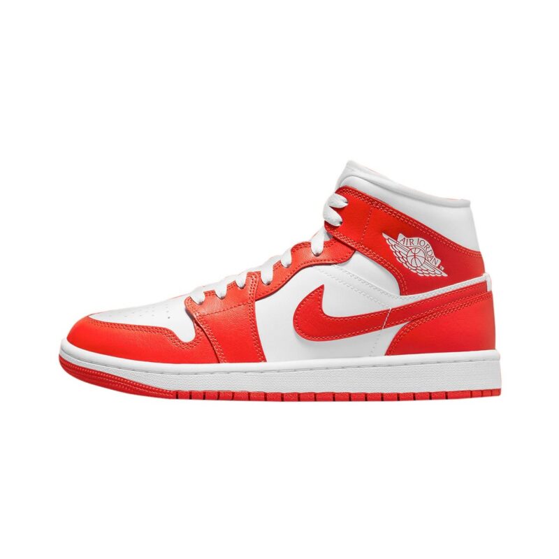 Womens Jordan 1 Mid Syracuse White/Habanero Red-White (Bq6472 116)