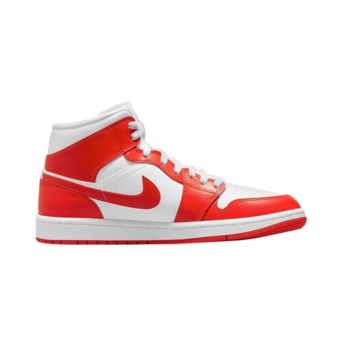 Womens Jordan 1 Mid Syracuse White/Habanero Red-White (Bq6472 116)