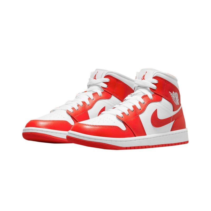 Womens Jordan 1 Mid Syracuse White/Habanero Red-White (Bq6472 116)