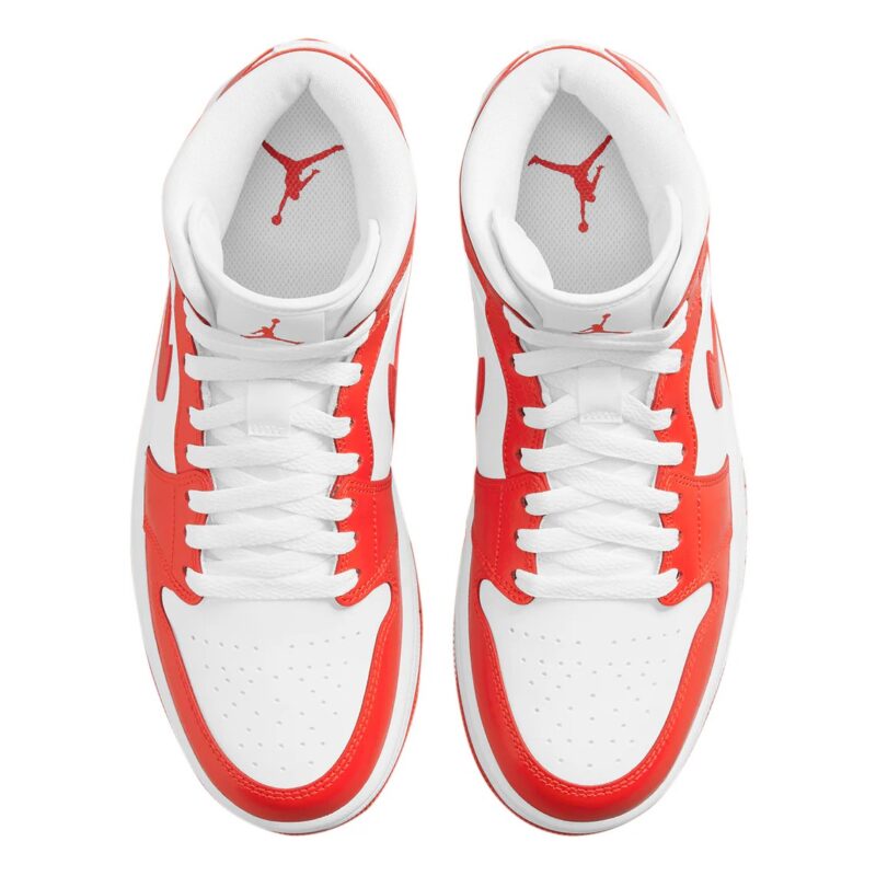 Womens Jordan 1 Mid Syracuse White/Habanero Red-White (Bq6472 116)