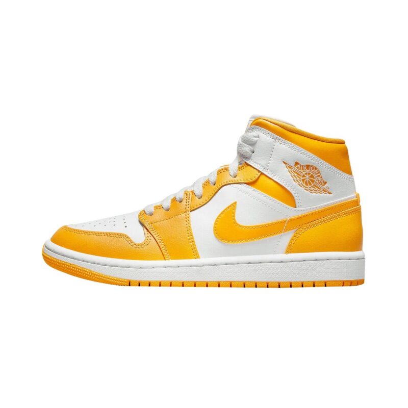 Womens Jordan 1 Mid White/University Gold-White (Bq6472 117)