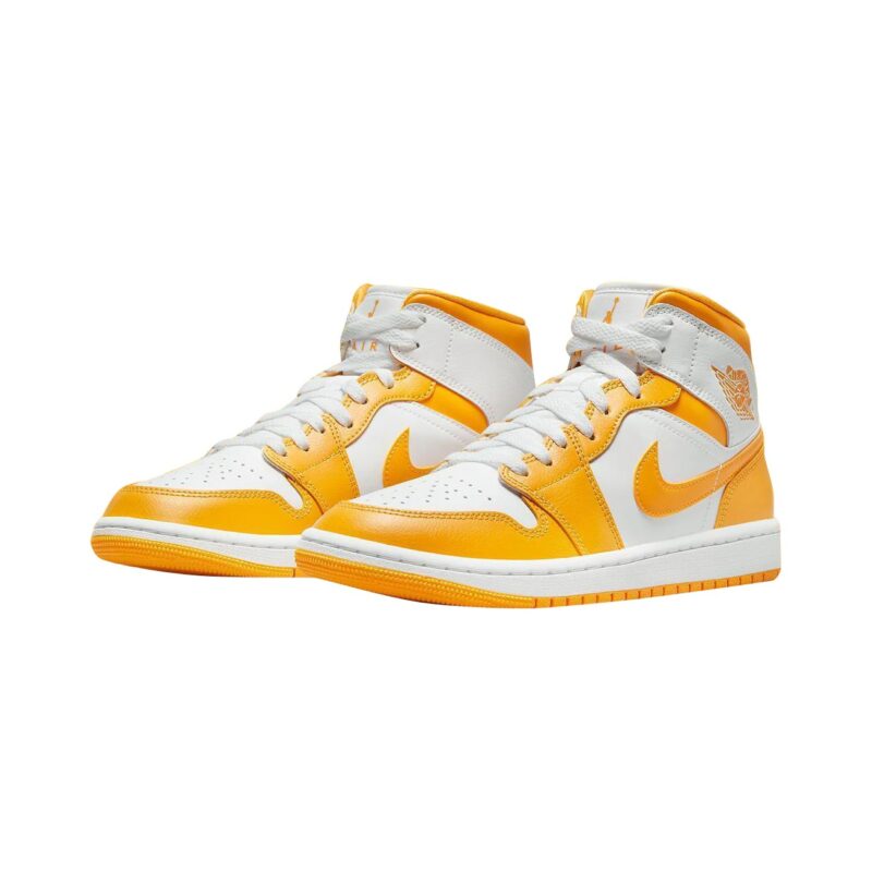 Womens Jordan 1 Mid White/University Gold-White (Bq6472 117)