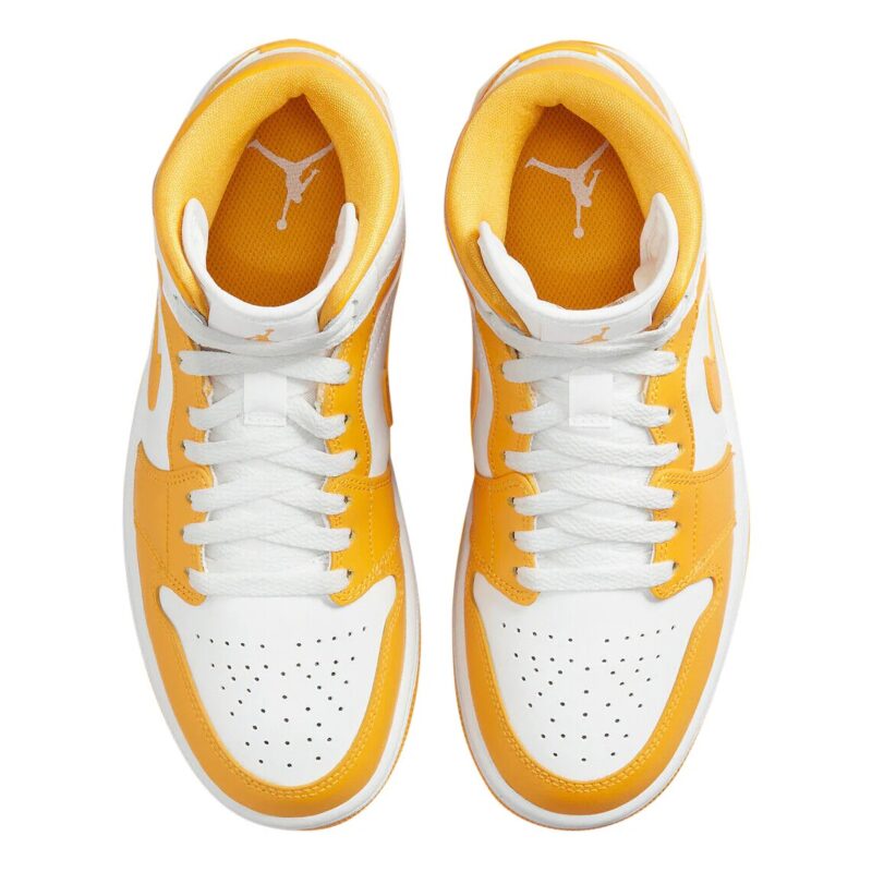 Womens Jordan 1 Mid White/University Gold-White (Bq6472 117)