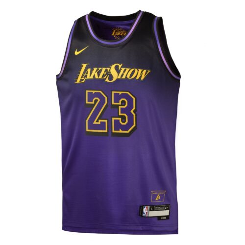 Los Angeles Lakers Nike City Edition Swingman Jersey 2024 - Purple - Lebron James - Youth