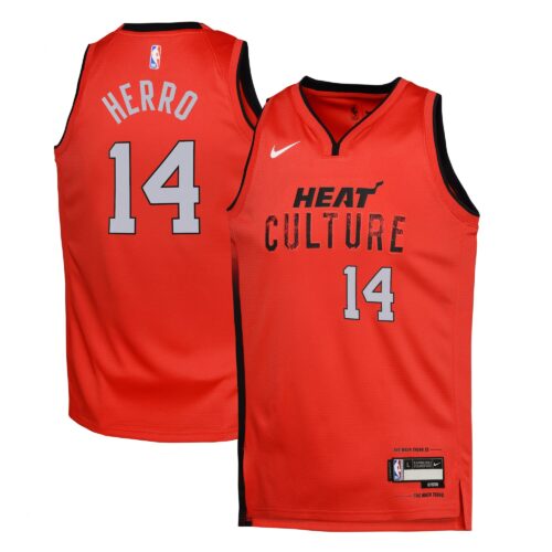 Miami Heat Nike City Edition Swingman Jersey 2024 - Red - Tyler Herro - Youth